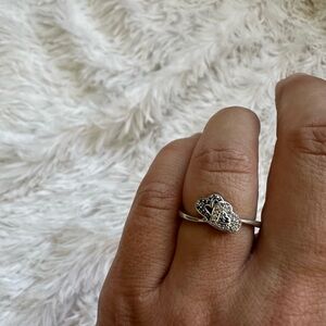 Blue & White Sapphire Sterling Silver Size 7 Ring